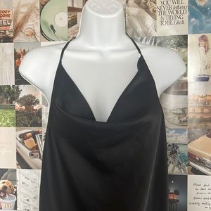 Black draped cowl neck bodysuit